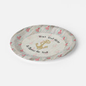 Aangepaste tekst/bijtende, anchor-tropisch strand papieren bordje (Gekanteld)