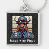 Aangepaste tekst Bizon Gift voor Politieagenten Pa Sleutelhanger (Voorkant)