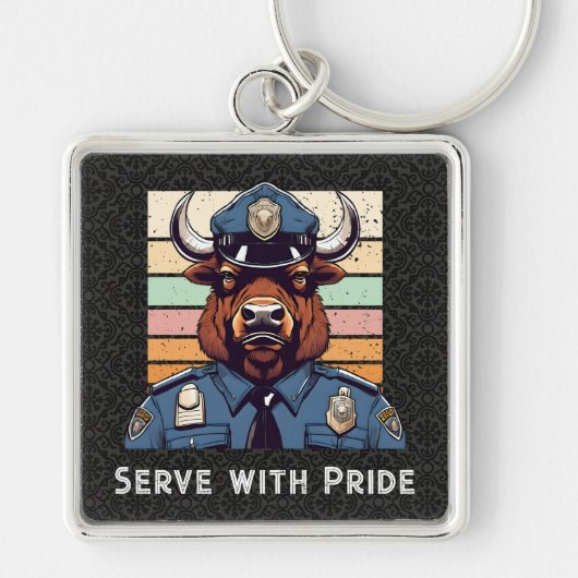 Aangepaste tekst Bizon Gift voor Politieagenten Pa Sleutelhanger (Voorkant)