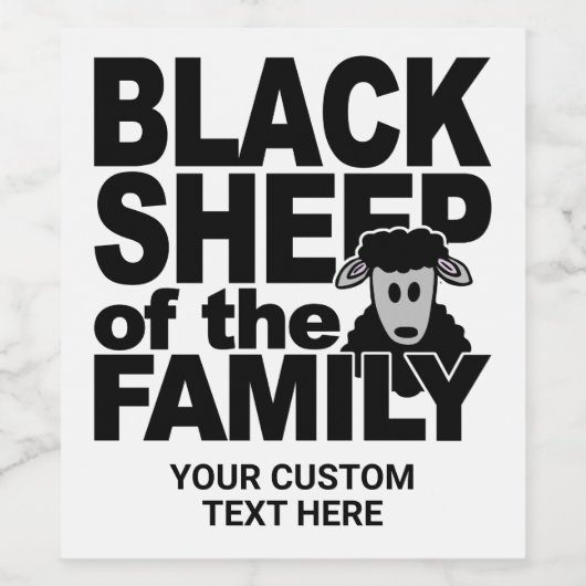 Aangepaste tekst "Black Sheep" Wijn Etiket (Enkel label)