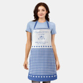 Aangepaste tekst Blauw Buffalo geruit Chinoiserie Schort (Gedragen)