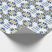 Aangepaste tekst 💙 Blauw en geel Azulejos, Cadeaupapier (Hoek)