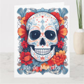Aangepaste tekst blauw en rood Día de Muertos Kaart (Voorkant)