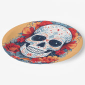 Aangepaste tekst blauw en rood Día de Muertos Papieren Bordje (Gekanteld)