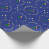 Aangepaste tekst blauw op jaardag atleet cadeaupapier (Hoek)