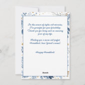 Aangepaste tekst Blauwe Bloesem Hanukkah Menorah Feestdagenkaart (Achterkant)