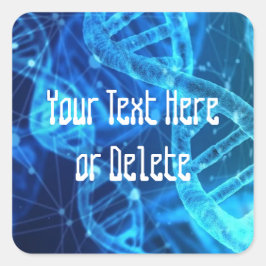 Aangepaste tekst Blauwe Dubbele Helix DNA Strand S Vierkante Sticker