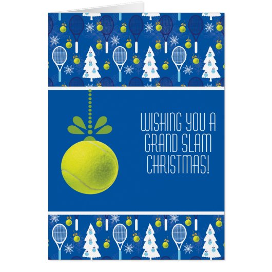 🎾 🎄 aangepaste tekst, blauwe en groene tennis ba (Voorkant)