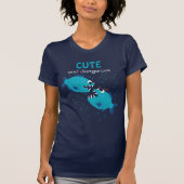 Aangepaste tekst Blauwe Piranha vis Cute and Dange T-shirt (Voorkant)