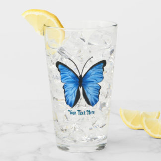 Aangepaste tekst Blauwe vlinder Glas