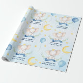 Aangepaste tekst Blauwe Waterverf Olifant Baby sho Cadeaupapier (Uitgerold)