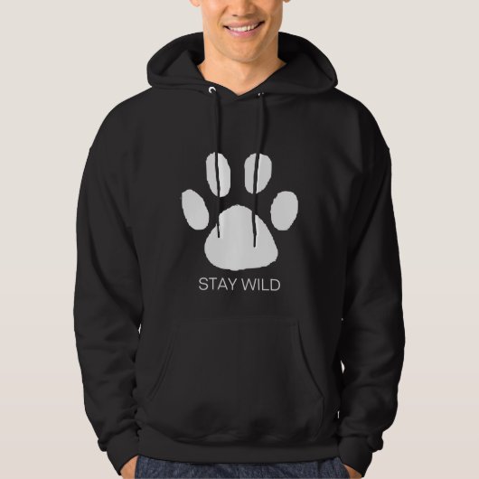 Aangepaste tekst Blijf in het wild Tijger, zwart e Hoodie (Voorkant)