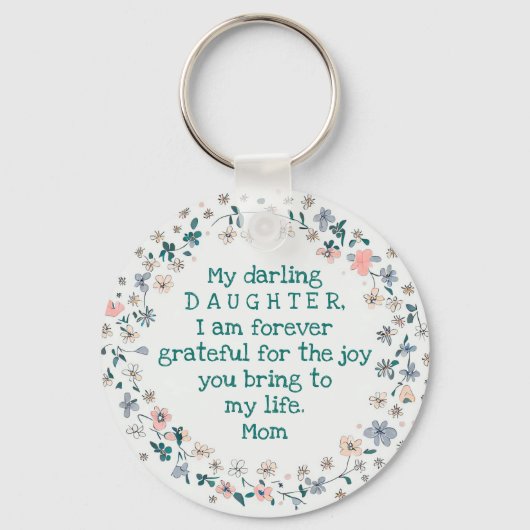 Aangepaste tekst Bloem krans Bloemen Dochter Liefd Sleutelhanger (Achterkant)