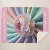 Aangepaste tekst Bloemenpioen gepersonaliseerd Sherpa Deken (Voorkant (horizontaal))