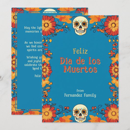 💀Aangepaste tekst Blue Eternal Blossoms wenskaart (Voorkant / Achterkant)