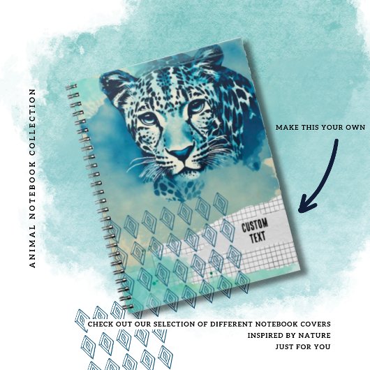 AANGEPASTE TEKST - Blue Leopard Notitieboek Journa