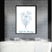 Aangepaste tekst Blue Poppy Botanical Line Art Pos Poster