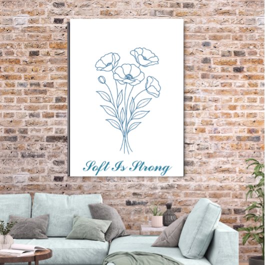 Aangepaste tekst Blue Poppy Botanical Line Art Pos Poster