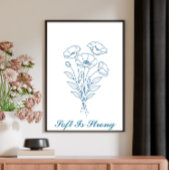 Aangepaste tekst Blue Poppy Botanical Line Art Pos Poster