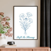Aangepaste tekst Blue Poppy Botanical Line Art Pos