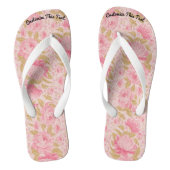Aangepaste tekst / Blush Metallic Glitter Floral S Teenslippers (Voetbed)