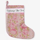 Aangepaste tekst / Blush metallische glitter Flora Kleine Kerstsok (Voorkant)