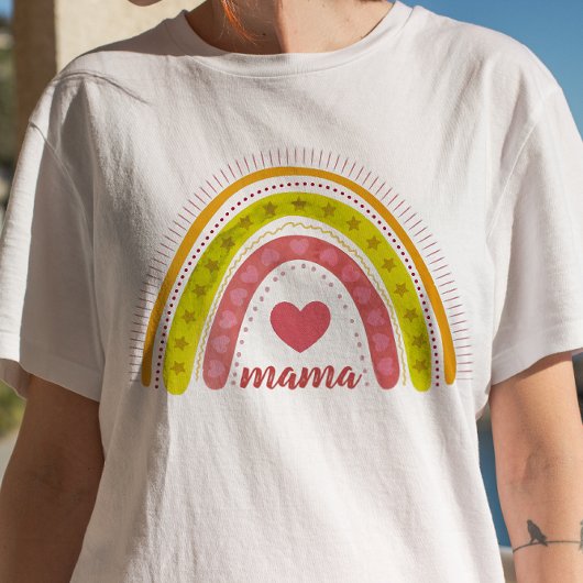 Aangepaste tekst Boho Waterverf regenbooghart T-shirt