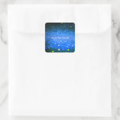 Aangepaste tekst - Bokeh Glitter - Blauw Vierkante Sticker (Tas)