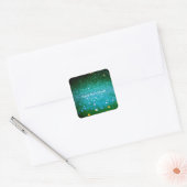 Aangepaste tekst - Bokeh Glitter - Blauwgroen Vierkante Sticker (Envelop)