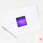 Aangepaste tekst - Bokeh Glitter - Deep Paarse Vierkante Sticker (Envelop)