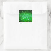Aangepaste tekst - Bokeh Glitter - Groen Vierkante Sticker (Tas)