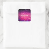 Aangepaste tekst - Bokeh Glitter - Roze Vierkante Sticker (Tas)