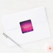Aangepaste tekst - Bokeh Glitter - Roze Vierkante Sticker (Envelop)