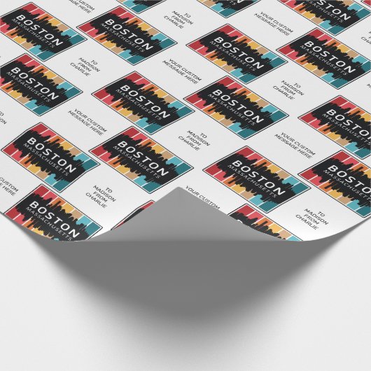 Aangepaste tekst Boston Massachusetts Cadeaupapier (Hoek)
