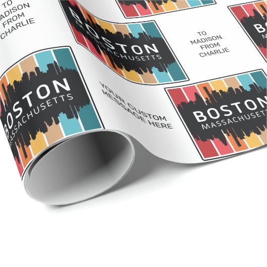 Aangepaste tekst Boston Massachusetts Cadeaupapier (Rol Hoek)