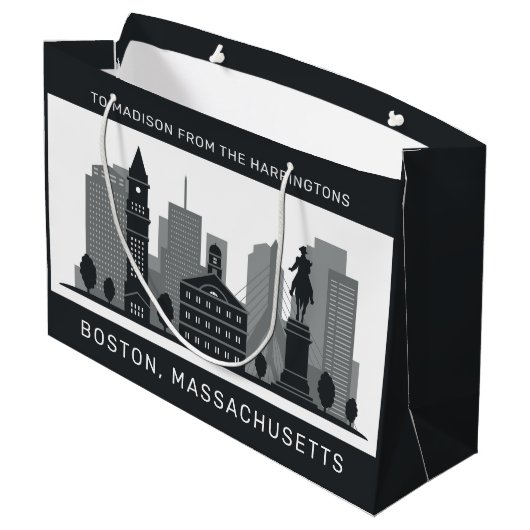 Aangepaste tekst Boston Massachusetts Groot Cadeauzakje (Achterkant Gekanteld)