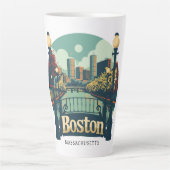 Aangepaste tekst Boston Massachusetts Latte Mok (Voorkant)