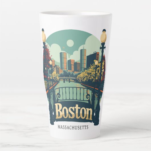 Aangepaste tekst Boston Massachusetts Latte Mok (Voorkant)