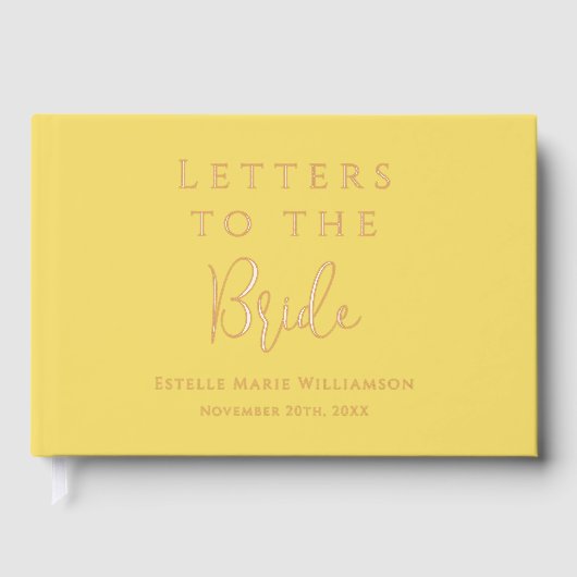 Aangepaste Tekst Boter Gele Brieven aan de Bruid Gastenboek (Voorkant)