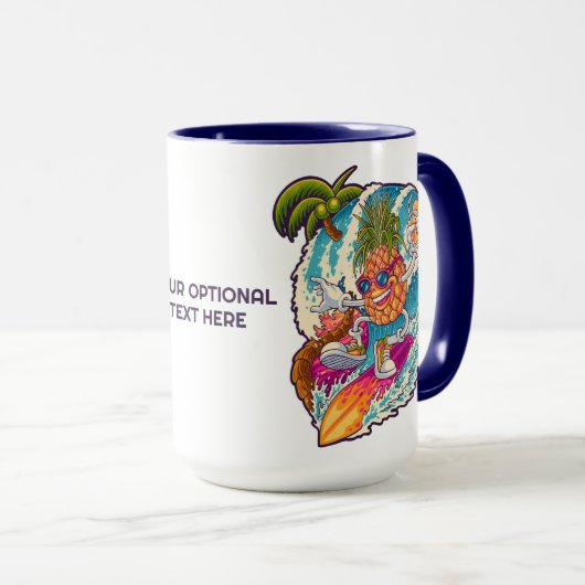 Aangepaste tekst boven ananas mok (Voorkant rechts)