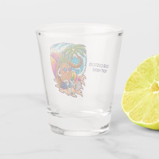 Aangepaste tekst boven ananas shot glas (Achterkant)