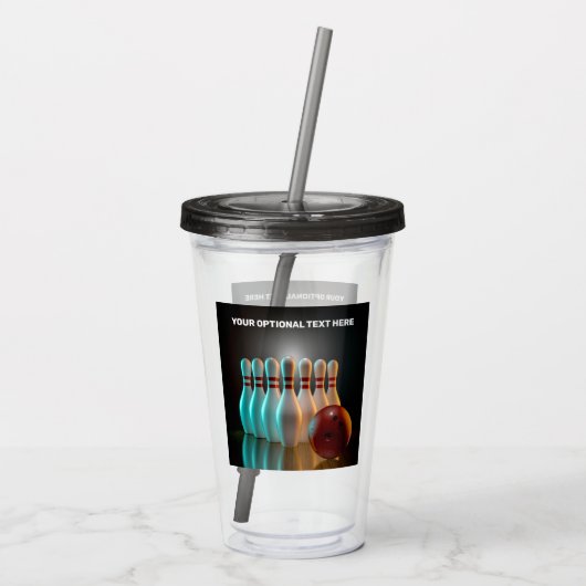 Aangepaste tekst Bowling Strike Acryl Drinkbeker (Achterkant)