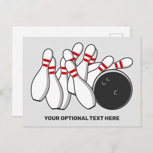 Aangepaste tekst Bowling Strike Briefkaart (Voorkant / Achterkant)
