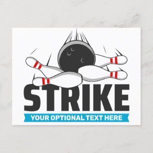 Aangepaste tekst Bowling Strike Briefkaart