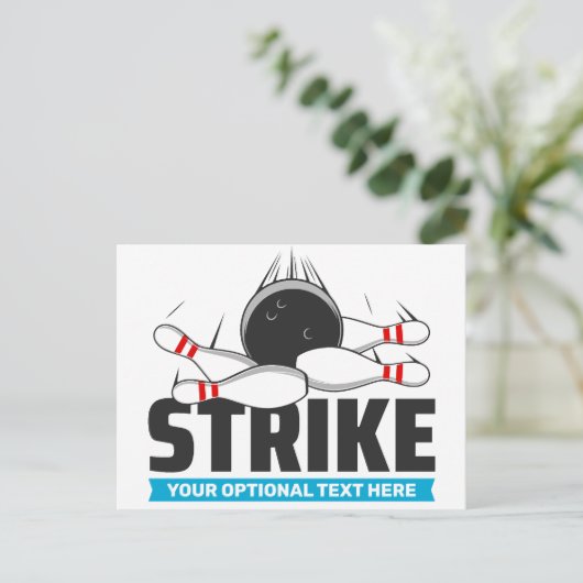 Aangepaste tekst Bowling Strike Briefkaart (Staand voorkant)