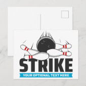 Aangepaste tekst Bowling Strike Briefkaart (Voorkant / Achterkant)