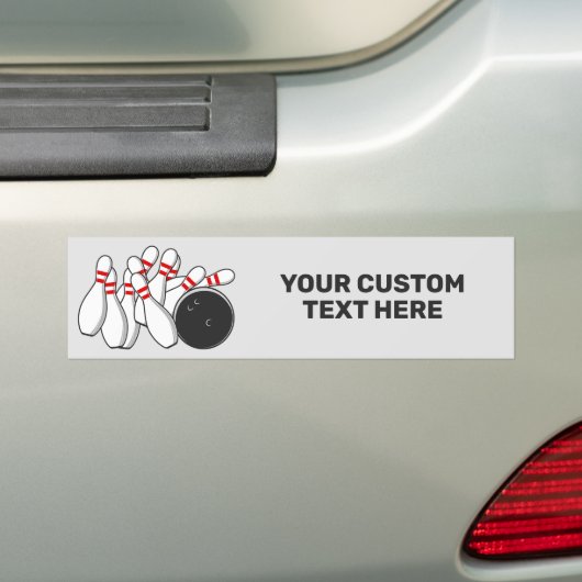 Aangepaste tekst Bowling Strike Bumpersticker (Op auto)