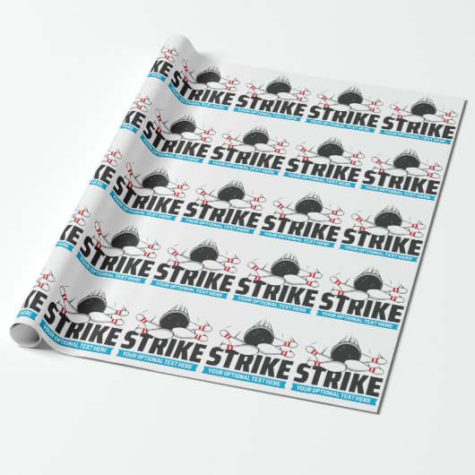 Aangepaste tekst Bowling Strike Cadeaupapier (Uitgerold)