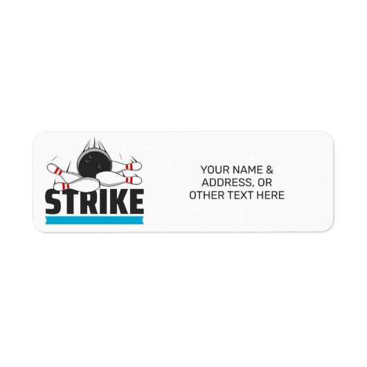 Aangepaste tekst Bowling Strike Etiket (Voorkant)