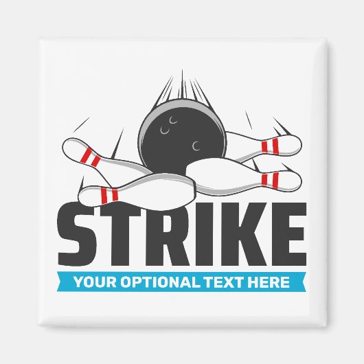 Aangepaste tekst Bowling Strike Magneet (Voorkant)